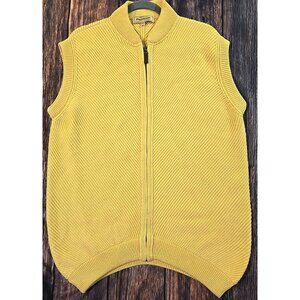 Paul Stuart 100% Merino Wool Yellow Sweater Vest Full Zip Made in Italy Men's L
